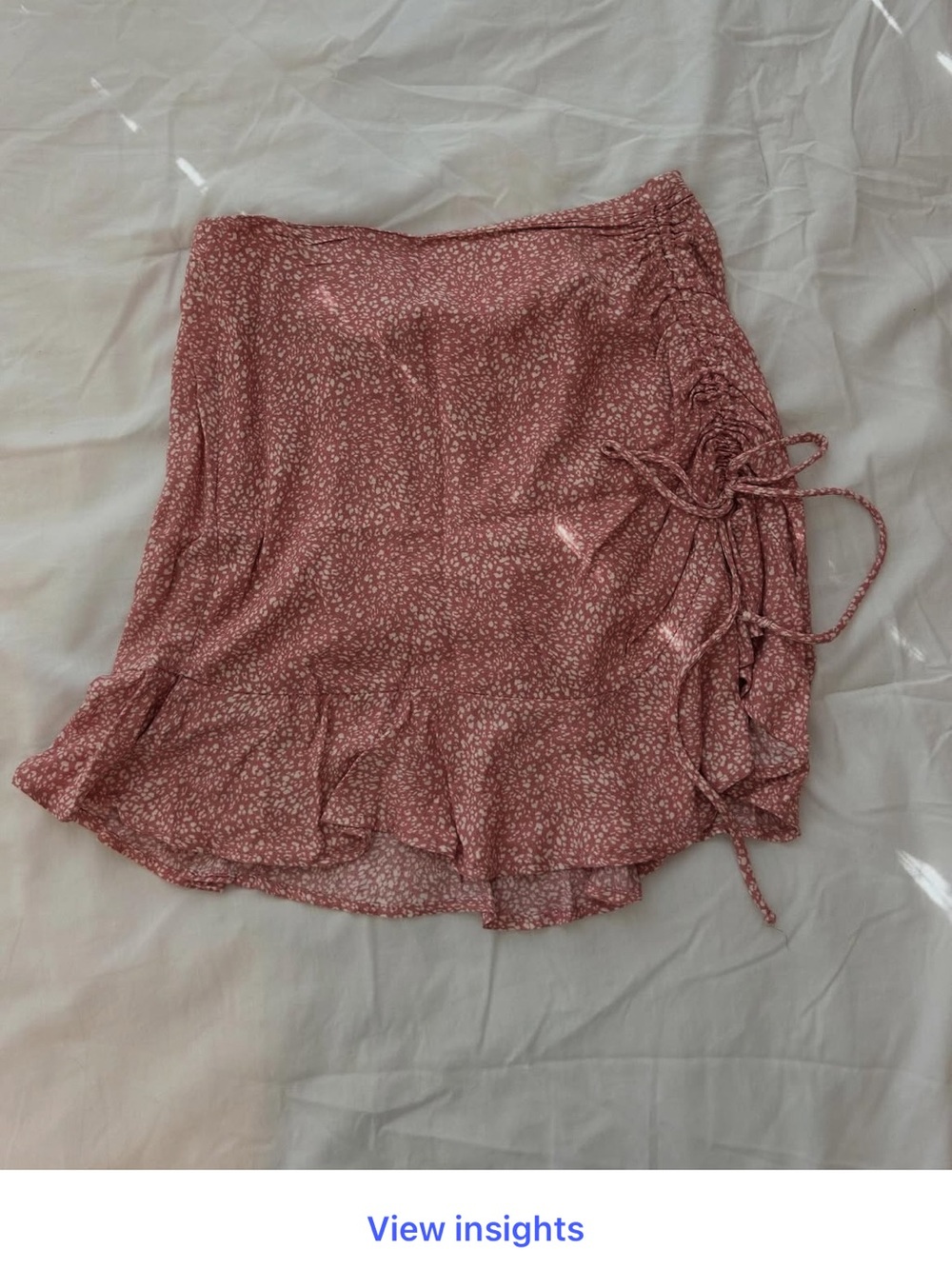 Urban Romantics (Lizard Thicket) Pink Floral Ruffle Drawstring Mini Skirt